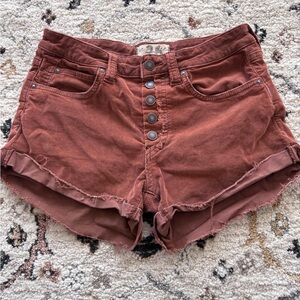 We The Free Rust Button-Front corduroy Shorts